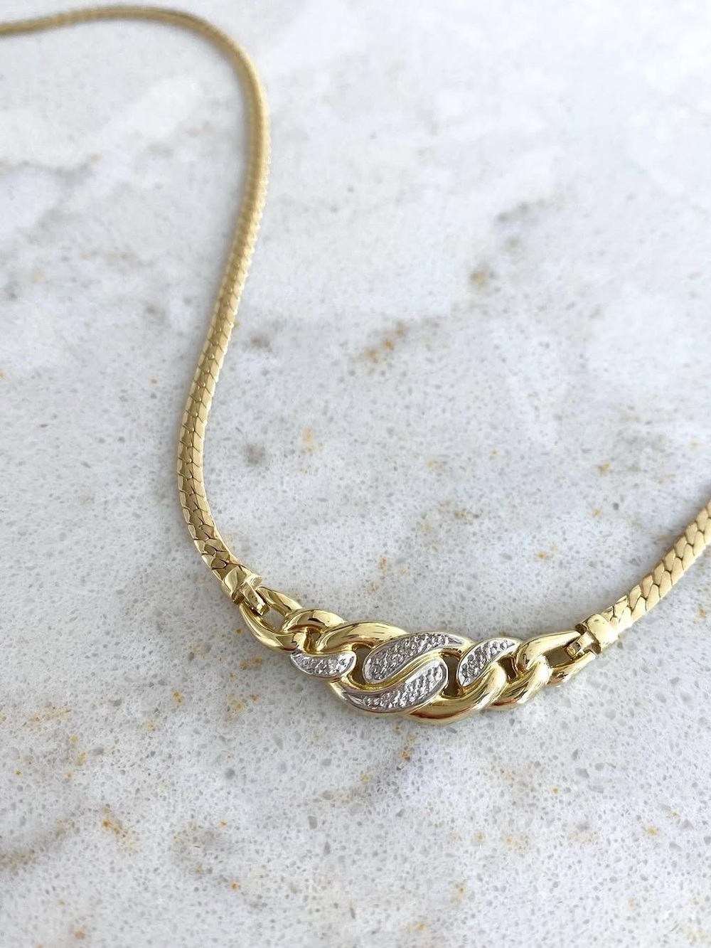 14K yellow gold fancy curb chain
